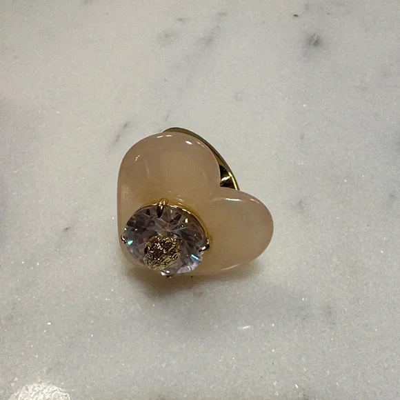 Kurt Geiger Pink Heart Ring with Crystal Detail - Picture 2 of 5